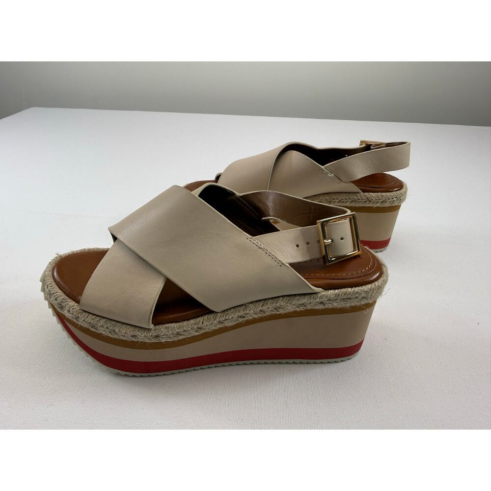 Enzo Angiolini Espadrille Platform Wedge Sandals Off White Size 6 Resort Beach - Picture 3 of 9